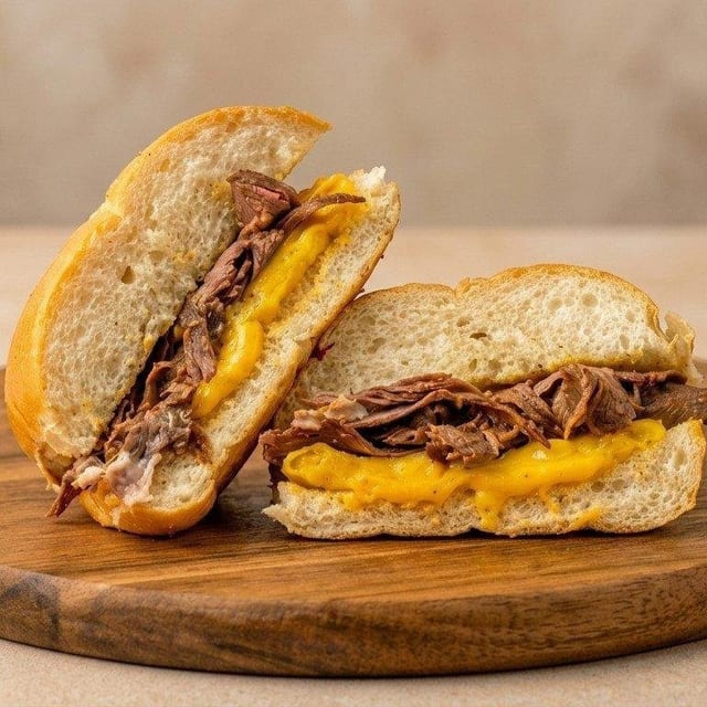Steak, Egg, & Cheese Sandwich.